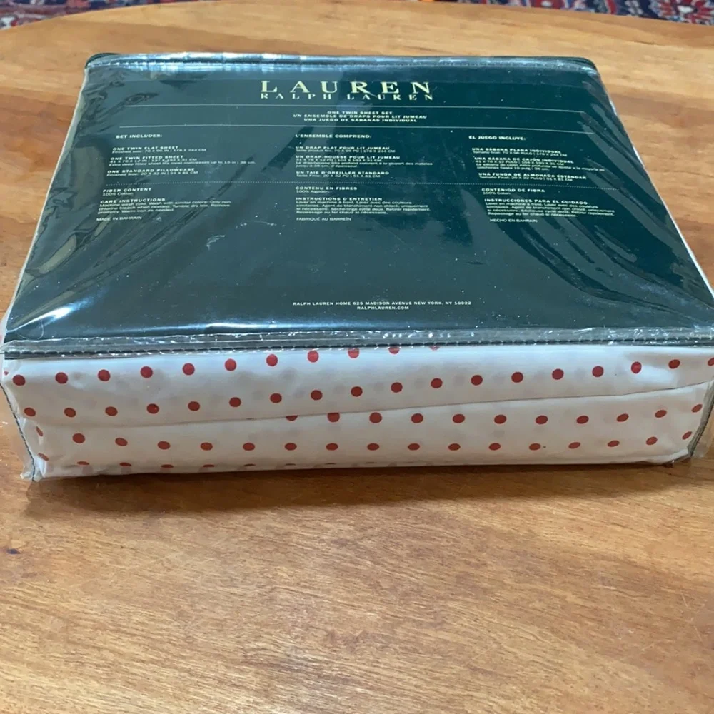 Lauren Ralph Lauren one twin sheet set red polka dot bed sheets